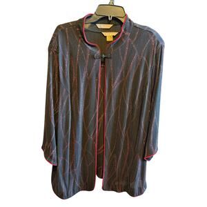 TanJay Black & Red Dressy Tank Jacket Set Open Front One Top Hook Plus Sz 3X